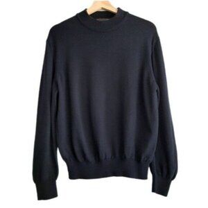 Vintage DALMINE Italy 100% Pure Wool Woolmark Crewneck Sweater Navy Blue Men's L